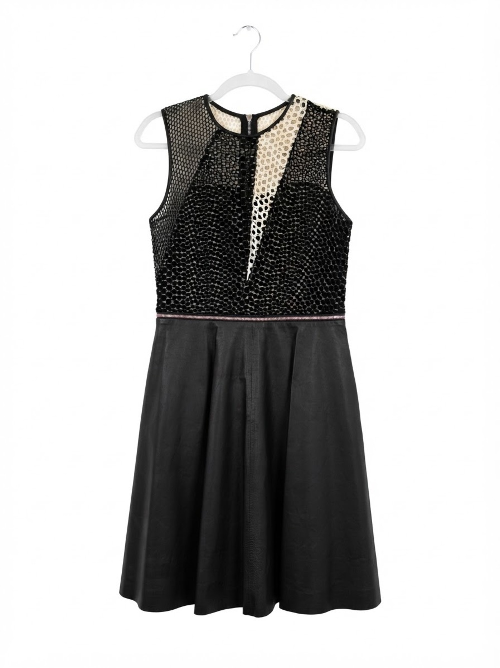 Yigal Azrouel mixed Media Leather Dress with Cream Accent
